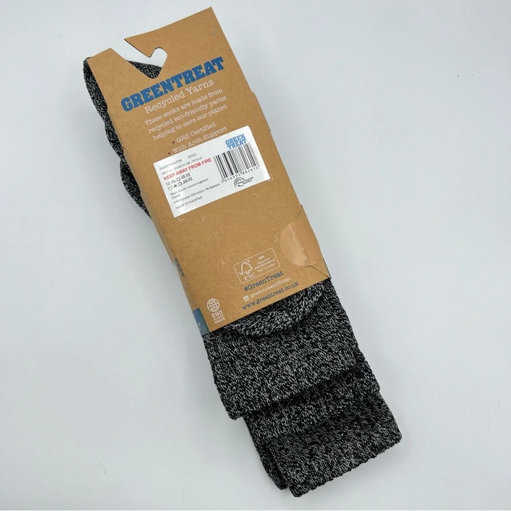 Green Treat Recycled Yarns Heathered Grey 3 Pairs Outdoor Socks Men’s 8-12 - Picture 5 of 6